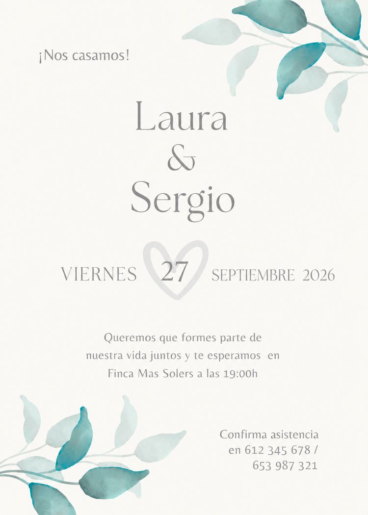 Ejemplo de invitación de boda personalizada